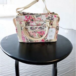 Time and Tru Floral Satchel - Pink and Cream